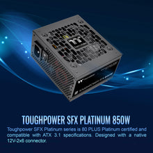 Thermaltake Toughpower SFX 850W 80Plus Platinum ATX 3.1 Standard Power Supply; 450W 12V-2x6 Connector Included; Full Modular; 90mm FDB Fan; PS-STP-0850FNFAPU-1; 7 Year Warranty