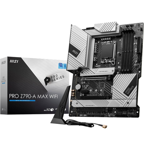 MSI PRO Z790-A MAX WiFi ProSeries Motherboard (Supports 12th/13th/14th Gen Intel Processors, LGA 1700, DDR5, PCIe 5.0, M.2, SATA 6G, 2.5Gbps LAN, USB 3.2 Gen2, Wi-Fi 7, Bluetooth 5.4, ATX)