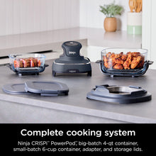 Ninja Crispi 4-in-1 Portable Glass Air Fryer Cooking System, 4QT & 6 Cup Glass Containers with Storage Lids, Easy Meals, Microwave, Freezer & Dishwasher Safe, Air Fry, Bake & More, Cyberspace, FN101GY