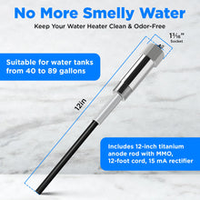 Powered Anode Rod for Water Heater, Electric Anode Rod for Hot Water Heater, Eliminate Sulfur Smell in Well Water, Eliminate Rotten Egg Smell in Well Water, Hot Water Heater Anode Rod Replacement