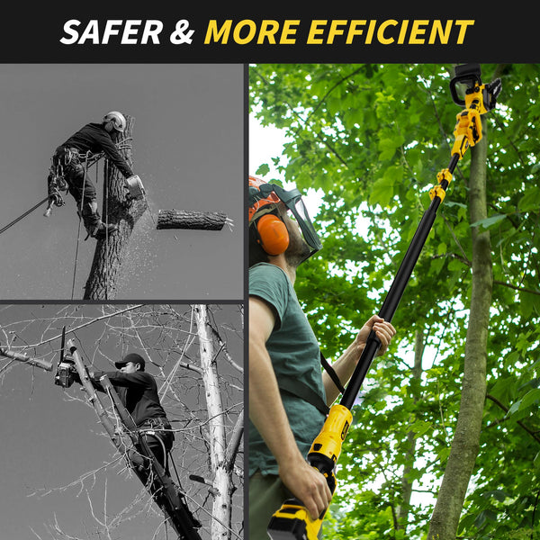 2-in-1 Cordless Pole Saw, 8 Inch Brushless Pole Chainsaws Compatibility with DEWALT 20V MAX Battery, 8 lb Lightweight, Auto Oiling, 14.8 FT MAX Extension Pole Saws for Tree Trimming