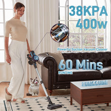 Cordless Vacuum Cleaner - Vacuum Cleaners for Home, 38KPA 400W Stick Self-Standing Handheld Portable Hand Held Rechargeable Battery Pet Hair Hardwood Floor Vac, Household Lightweight Hand Vac, S2 Blue