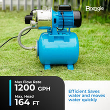 BOMGIE 1.5HP Shallow Well Pump with Pressure Tank,1200GPH NSF Certification for Drinking Water Safety,115V,Stainless Steel Irrigation Jet Pump Automatic Booster Pump for Home, Garden, Lawn