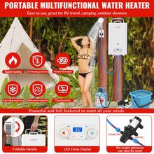 Tankless Water Heater Propane,2.64GPM 10L Outdoor Portable Water Heater,with 2 GPM Water Pump, Instant Propane Water Heater with Digital Display Multi-Protection for Camping Trips Boat Cabins