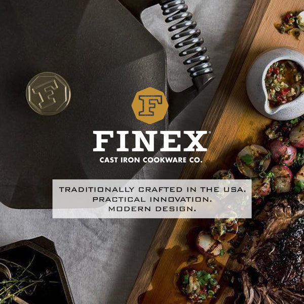 FINEX 10" Cast Iron Skillet with Lid, Modern Heirloom, Handcrafted in the USA, Pre-seasoned with Organic Flaxseed Oil