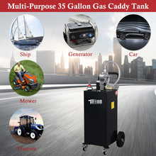 TUFFIOM 35 Gallon Fuel Gas Caddy w/Wheels & Manual Siphon Pump, Portable Diesel Fuel Transfer Storage Tank w/11.9ft Hose, Gasoline Can Container for ATV Car Mowers Tractor Boat Motorcycle