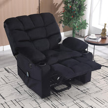 Phoenix Home Large Power Lift Recliner with Massage and Heat for Elderly, Ergonomic Electric Wider Chair with USB Port, 2 Cup Holders, Dark Blue