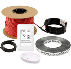 LuxHeat 40sqft Floor Heating Cable Kit - 240v Heated Tile Floor System - Heated Flooring System Includes UWG4 WiFi Programmable Thermostat w/GFCI, Underfloor Heating Cable, Strapping, Sensor & Alarm