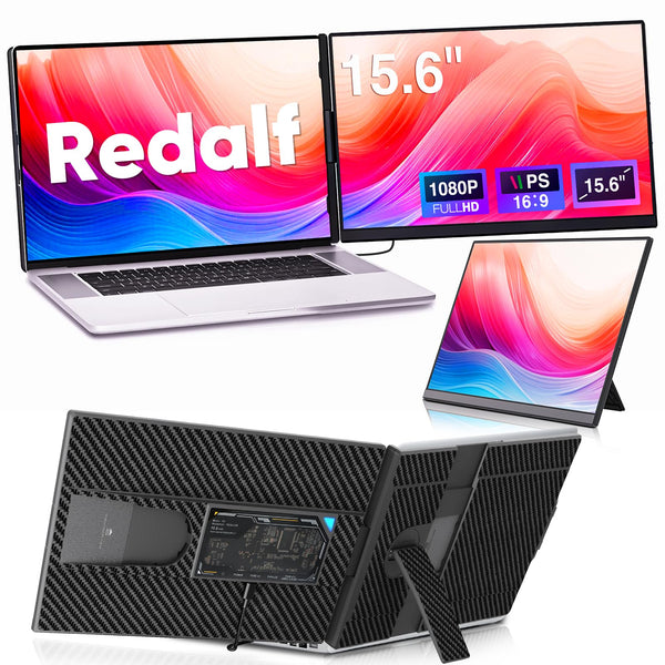 Redalf Laptop Screen Extender, 15.6" FHD 1080P IPS Portable Monitor for Laptop, Detachable and Plug-Play Laptop Monitor Extender for 13'' -17.3'' Laptops, Compatible for Mac/Wins/Android/Switch