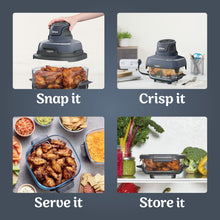 Ninja Crispi 4-in-1 Portable Glass Air Fryer Cooking System, 4QT & 6 Cup Glass Containers with Storage Lids, Easy Meals, Microwave, Freezer & Dishwasher Safe, Air Fry, Bake & More, Cyberspace, FN101GY