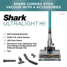 Shark HZ251 Ultralight Corded Stick Self-Cleaning Brushroll, Perfect, Converts to Hand Vacuum, LED Headlights, - Pet Crevice & Upholstery Tools, Teal.32 Quarts Capacity