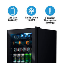 NewAir Beverage Refrigerator 126 Cans, Free Standing Cooler with Right Hinge Glass Door Beverage Cooler, Mini Fridge Beverage Organizer For Beer, Wine, Soda, And Cooler Drinks