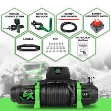 STEGODON Winch 13500 lb Winch 12V Waterproof Electric Winch Synthetic Rope Winch Off Road Winches with 2 in 1 Wireless Remote for Towing Jeep Truck Off Road (Jungle EX)