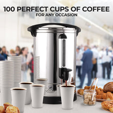 Zulay Commercial Coffee Maker - 100 Cup Coffee Percolator With Double-Wall Stainless Steel & Twist-Lock Lid - Quick Brewing Coffee Urn With Keep-Warm Mode For Events & Catering - Silver