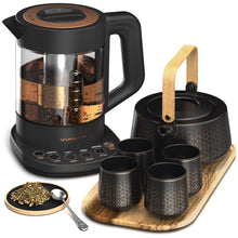 Vianté Luxury Tea Set. Electric Kettle with Tea Infuser for Loose Leaf Tea And Ceramic Serving Set. Tea Pot And Cups Set With Wooden Tray. Excellent Gift Idea For Tea Lovers.