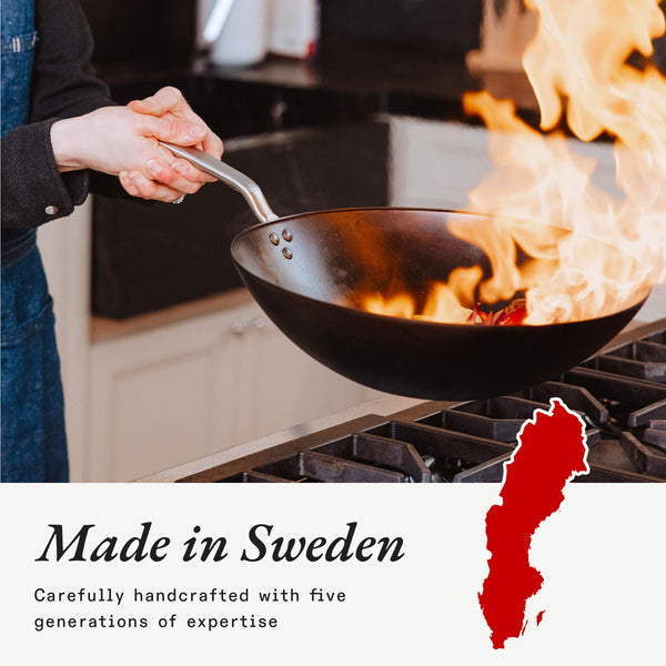 Made In Cookware - 13" Seasoned Carbon Steel Wok - (Like Cast Iron, but Better) - Professional Cookware - Crafted in Sweden - Induction Compatible