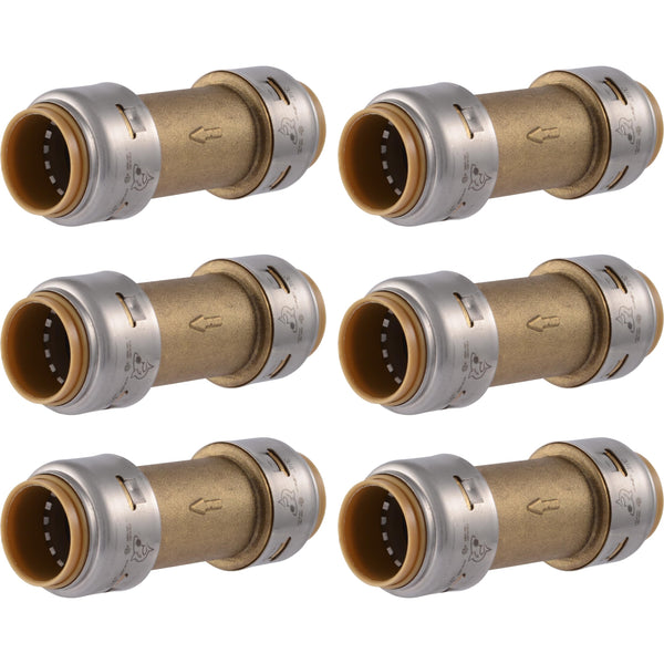 SharkBite Max 3/4 Inch Check Valve, Pack of 6, Push to Connect Brass Plumbing Fitting, PEX Pipe, Copper, CPVC, PE-RT, HDPE, UR2016