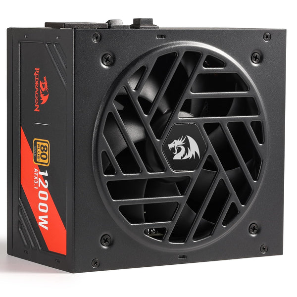 Redragon RGMS-1200W PRO 80+ Gold 1200 Watt Power Supply w/Upgraded ATX 3.1 & PCIe 5.1 Fully Modular, Compact 150mm Size, Smart ECO Low Noise Fan, 100% Japanese Capacitors, Full Mod Cables