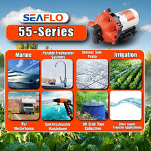 SEAFLO 55-Series Diaphragm Pump - 12V DC, 5.5 GPM, 60 PSI with Heavy Duty Pressure Switch | Self-Priming, Quiet Operation, 4-Year Warranty | Ideal for RV, Marine, and Off-Grid Water Systems