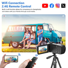 Video Camera 8k Camcorder 48MP UHD WiFi IR Night Vision Vlogging Camera for YouTube, 18X Digital Zoom 3.0“ LCD Screen Digital Camera with Microphone, 32G SD Card, Remote Control and 2 Batteries