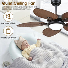 Wiviniya Ceiling Fans with Lights and Remote/APP Control, 44 Inch Tropical Palm Leaf Ceiling Fan with LED Lights, Outdoor Ceiling Fans for Patios Porch, Reversible Quiet Motor, Dimmable, Light Brown