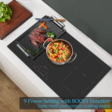 36 Inch Induction Cooktop 5 Boost Burners, Built-in Electric Stove Top Cooker with Double Flexi Zone, 9 Power Levels, Keep Warm Function, Timer, Child Safety Lock, 220-240V, 9000W