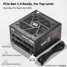 Redragon PSU017 80+ Platinum 1000 Watt ATX 3.0 & PCIe 5.0 Fully Modular Gaming Power Supply, 80 Plus Certified, 100% Japanese Capacitors & Low Noise Smart-ECO Fan, Fully Modular w/12VHPWR Cable