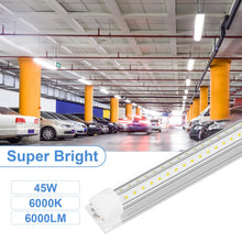 ONLYLUX 5ft LED Shop Light Fixture, Linkable 6500K Daylight White Tube Light, High Output, Double Sided V Shape T8 Integrated 5 Foot Led Bulbs for Garage,Warehouse,Clear Lens 10-Pack