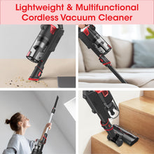 AYONTIN Cordless Vacuum Cleaner, Brushless Motor Powerful Suction Stick Vacuum, LED Display, with 2500 mAh Detachable Battery, 45 Mins Runtime Vacuum Cleaners for Home/Pet Hair/Hardwood/Carpets, Red