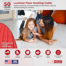 LuxHeat 40sqft Floor Heating Cable Kit - 240v Electric In Floor Heating System for Tile - Heated Flooring System - Includes UDG4 Programmable Thermostat w/GFCI, Heater Cable, Alarm & Flooring Sensor