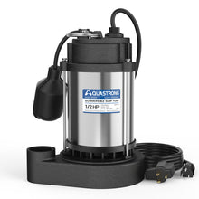 AQUASTRONG 1/2 HP Sump Pump Submersible, 3830 GPH Stainless Steel and Cast Iron Sump Pump, Automatic Float Switch with Piggy-back Plug,1-1/2