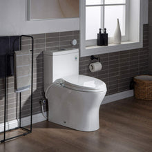 WOODBRIDGE T-0045 Modern One Piece Elongated High Effiency Toilet with Manual Operated Soft-Closed Bidet Seat, White