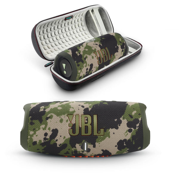 JBL Charge 5 - Portable Bluetooth Speaker with Megen Hardshell Travel Case with IP67 Waterproof and USB Charge Out (Camo)