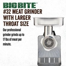 LEM Products BigBite #32 Meat Grinder, 1.5 HP Stainless Steel Electric Meat Grinder Machine, Ideal for Professional Use