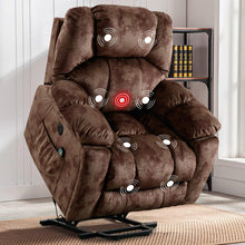 Phoenix Home Large Power Lift Recliner with Massage and Heat for Elderly, Electric Chair with USB Port, 2 Hidden Cup Holders, Brown