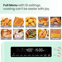 VAL CUCINA Retro Style Infrared Heating Air Fryer Toaster Oven, Extra Large Countertop Convection Oven 10-in-1 Combo, 6-Slice Toast, Enamel Baking Pan Easy Clean with Recipe Book, Green Color