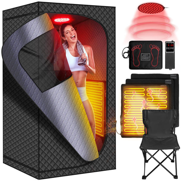 Upgraded Infrared Sauna Box for Relaxation,Detoxification,Dry steam Sauna Box for Home,Folding Chair,Multiple Layered Full Body Sauna Tent for Spa,Indoor,Outdoor,Gym R