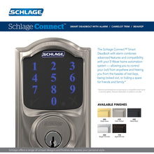 SCHLAGE BE469ZP CAM 605 Connect Smart Deadbolt With Alarm Inbuilt Camelot Trim In Bright Brass