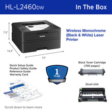 Brother HL-L2460DW Wireless Compact Monochrome Laser Printer with Duplex, Mobile Printing, Black & White Output | Includes Refresh Subscription Trial(1), Works with Alexa