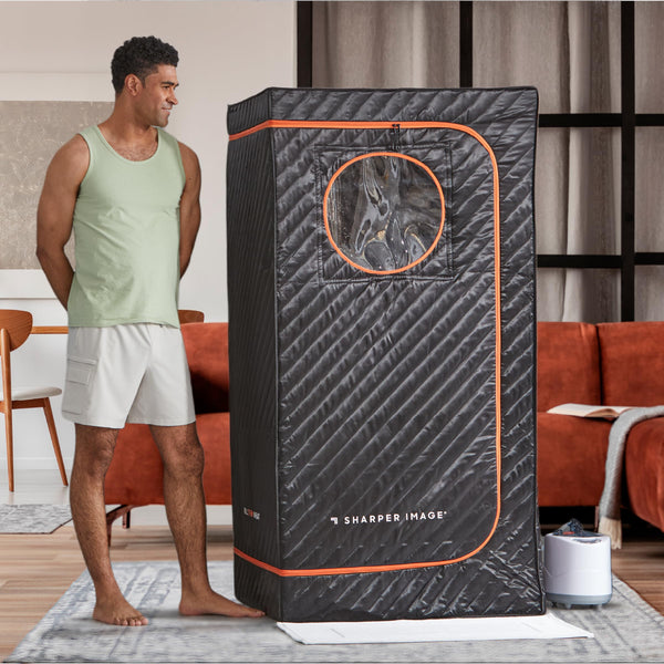 Sharper Image® Steamer Sauna Portable Spa – Steam Generator, Foot Pad, & Folding Chair| Perfect for Indoor Full Body Wellness & Recovery| at Home Sauna Tent Sauna Box| Personal Sauna Gift Set