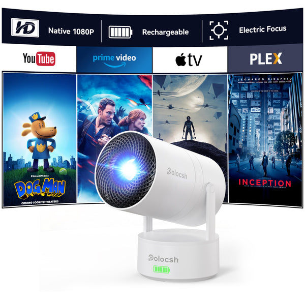 [Rechargeable&Electric Focus] Projector with WiFi 6 and Bluetooth,Mini Portable Outdoor Movie Projector 1080P 4K Support,Auto Keystone 270°Rotatable Android 11 for Phone/TV/Laptop