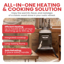 US Stove Company Cast Iron Wood Stove with Cool Touch Safety Handle, Heats up to 54,000 BTUs