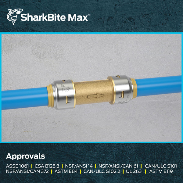 SharkBite Max 3/4 Inch Check Valve, Pack of 6, Push to Connect Brass Plumbing Fitting, PEX Pipe, Copper, CPVC, PE-RT, HDPE, UR2016