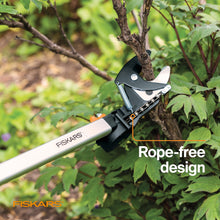 Fiskars 2-in-1 Extendable Tree Pruner and Pole Saw (Extends 7.9 - 12 feet) with Rotating Head, Pruning Stik Model with15-Inch Double-Grind Saw Blade, and Double Locking System