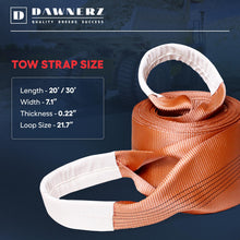 Dawnerz Tow Strap Heavy Duty 100000 lbs 30ft - Recovery Towing Rope 55 US Tons 9m for Tractors and Dump Trucks