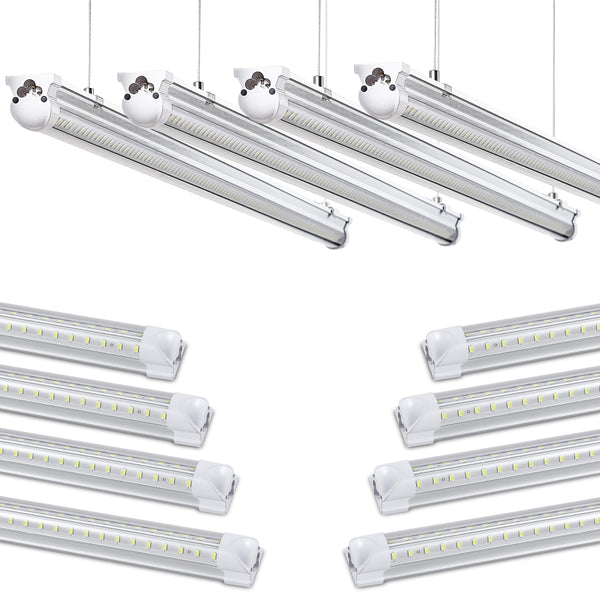 Skymoatled 8Pack 8FT LED Shop Light Garage Light,100W 5000K Daylight Color 15500LM Super Bright,Hanging or Surface Mount,Plug and Play,Linkable T8 LED Tube Lights for Garage,Warehouse, Workshop