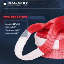 Dawnerz Tow Strap Heavy Duty 20 ft 85000 lbs - Recovery Tow Rope 6 m 42 Tons for Truck Bus Tractor