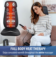 Zyllion Shiatsu Neck and Back Massager - 3D Kneading Deep Tissue Full Body Electric Massage Chair Seat Cushion Pad with Heat and Vibration for Muscle Pain Relief, Home and Office - Black (ZMA-33)