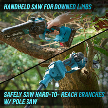 Seesii PS600 2-in-1 Electric Pole Saws for Tree Trimming, 6 Inch Mini Chainsaw Cordless with Extension Pole, Battery Powered Pole Chain Saw, Tree Trimmer Limb Branch Cutter Pruner with 2 Battery