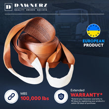 Dawnerz Tow Strap Heavy Duty 100000 lbs 30ft - Recovery Towing Rope 55 US Tons 9m for Tractors and Dump Trucks